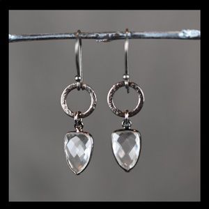 KBD Studio Gunmetal Circle Crystal Drop Earrings